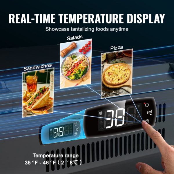Refrigerated Condiment Preparation Station 160W Countertop Design with 5 x 1/3 Pans and 4 x 1/6 Pans Stainless Steel Construction PC Lid Perfect for Sandwich Prep ETL Certified - Image 4