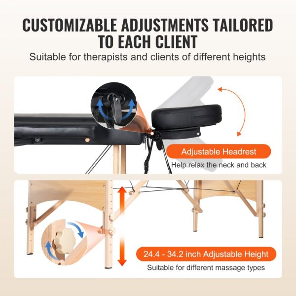 Portable Massage Bed 28 W Folding Lightweight 8-Level Height Adjustable Salon Tattoo Bed with Headrest Armrests Hand Pallet Carrying Bag 600LBS - Image 5
