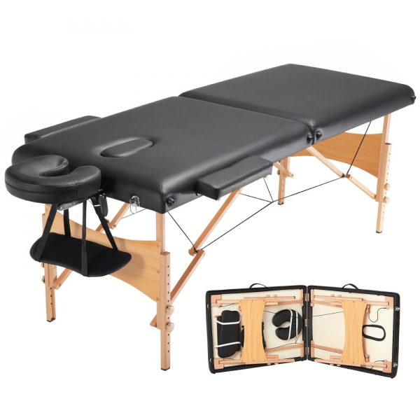 Portable Massage Bed 28 W Folding Lightweight 8-Level Height Adjustable Salon Tattoo Bed with Headrest Armrests Hand Pallet Carrying Bag 600LBS