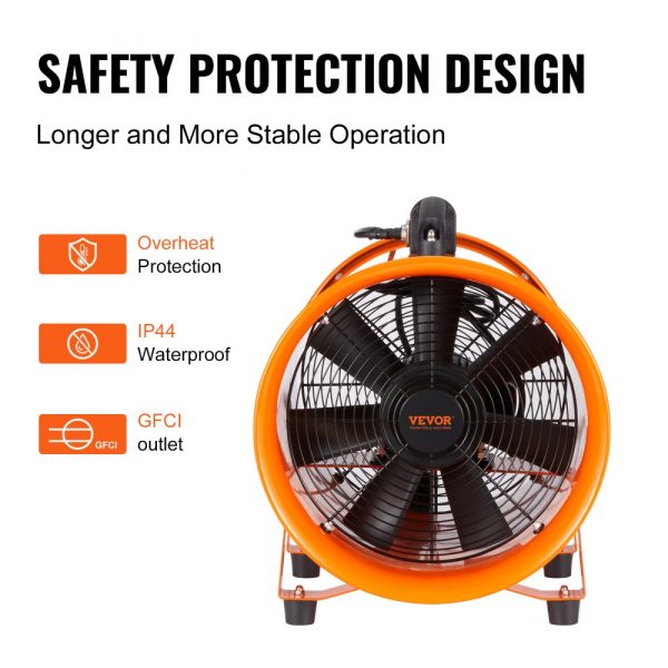 Portable 8 Heavy Duty Cylinder Fan with 33ft Duct Hose, 195W Industrial Shop Blower, 1070CFM Dust & Smoke Exhaust for Home/Workplace - Image 5