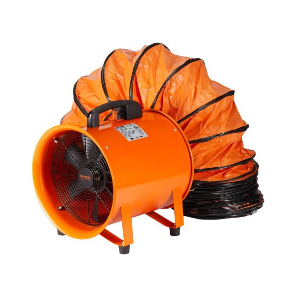 Portable 8 Heavy Duty Cylinder Fan with 33ft Duct Hose, 195W Industrial Shop Blower, 1070CFM Dust & Smoke Exhaust for Home/Workplace