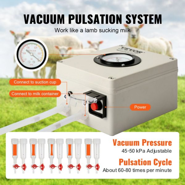 Goat Milking Machine 12L 304StainlessSteelBucket Electric Automatic Pulsation Vacuum Milker Portable with Adjustable Suction for CowsSheep - Image 4