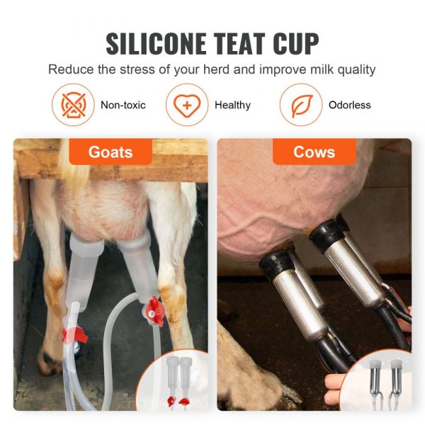 Goat Milking Machine 12L 304StainlessSteelBucket Electric Automatic Pulsation Vacuum Milker Portable with Adjustable Suction for CowsSheep - Image 5