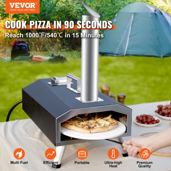 Multi-Fuel Outdoor Pizza Oven 12-Inch with Rotating Stone Wood & Propane Pellet Fuel Portable for Backyard CSF Certified - Image 2