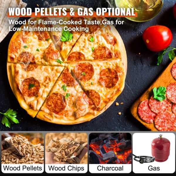 Multi-Fuel Outdoor Pizza Oven 12-Inch with Rotating Stone Wood & Propane Pellet Fuel Portable for Backyard CSF Certified - Image 3