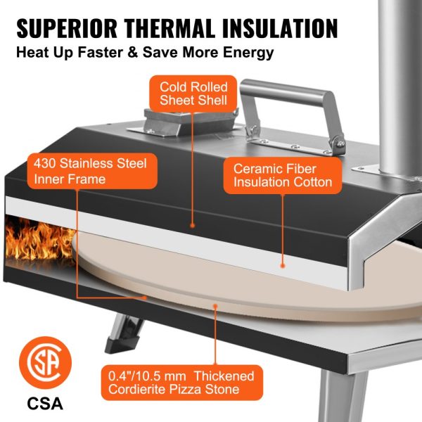 Multi-Fuel Outdoor Pizza Oven 12-Inch with Rotating Stone Wood & Propane Pellet Fuel Portable for Backyard CSF Certified - Image 5