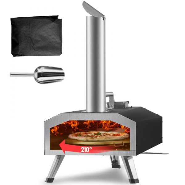 Multi-Fuel Outdoor Pizza Oven 12-Inch with Rotating Stone Wood & Propane Pellet Fuel Portable for Backyard CSF Certified