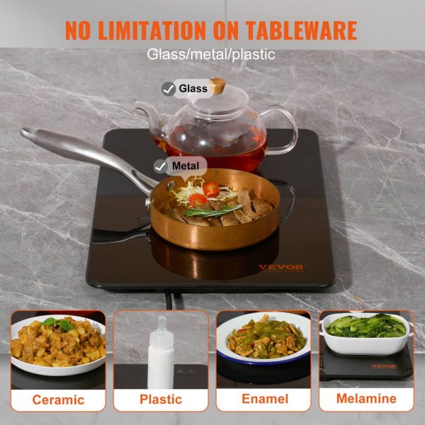 Electric Heating Tray 16.5x11 Portable Tempered Glass for Dinner Catering Parties Events and Holidays Black - Image 4