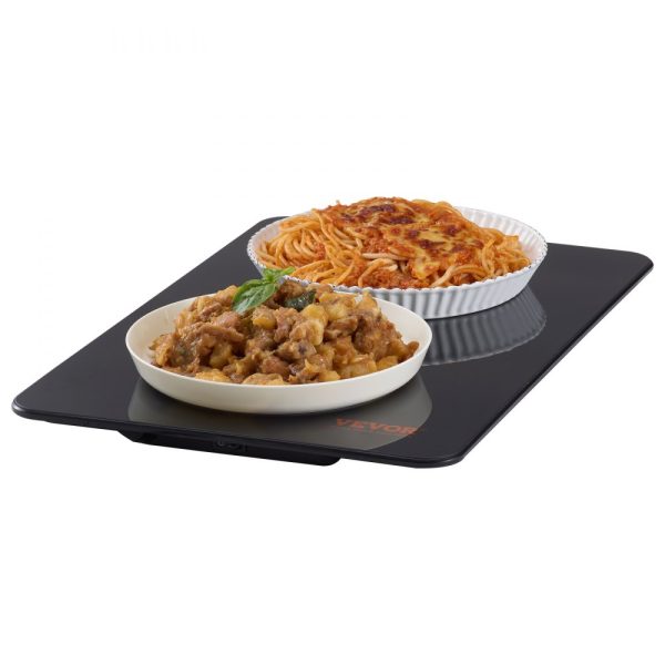 Electric Heating Tray 16.5x11 Portable Tempered Glass for Dinner Catering Parties Events and Holidays Black