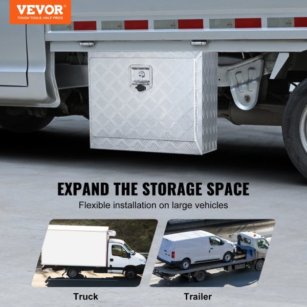 Underbody Truck & Trailer Storage Box Heavy Duty Aluminum Diamond Plate 24x14x16-Inch Waterproof with Lock & Keys - Image 2