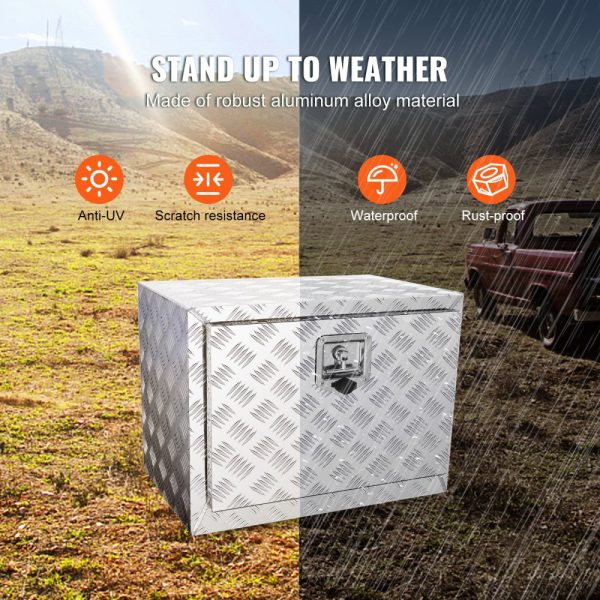 Underbody Truck & Trailer Storage Box Heavy Duty Aluminum Diamond Plate 24x14x16-Inch Waterproof with Lock & Keys - Image 4