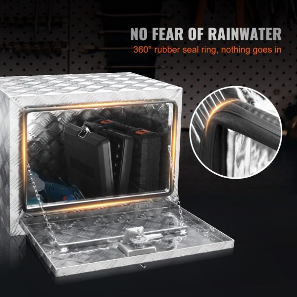 Underbody Truck & Trailer Storage Box Heavy Duty Aluminum Diamond Plate 24x14x16-Inch Waterproof with Lock & Keys - Image 5