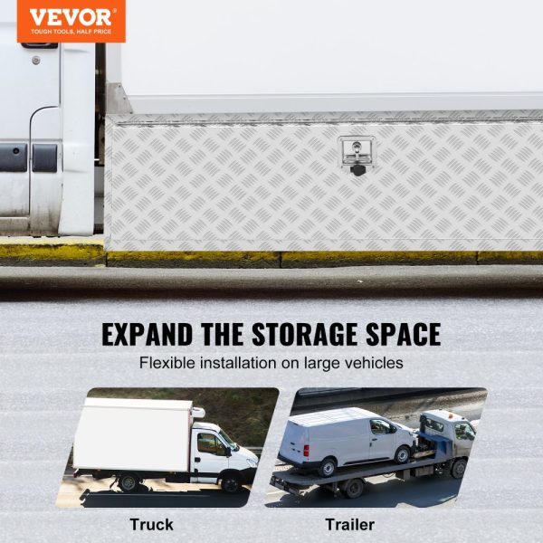 60x17x18 Heavy Duty Aluminum Waterproof Truck Tool Box with Lock T-Handle Latch for Trucks Vans Trailers - Image 2