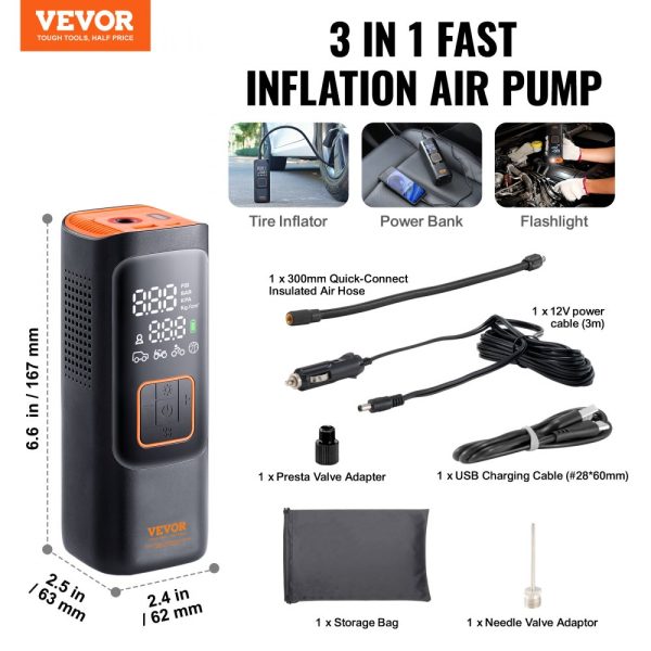Tire Inflator Portable Air Compressor 7800mAh 3.7V 2X Faster 160PSI Auto-Off - Image 7