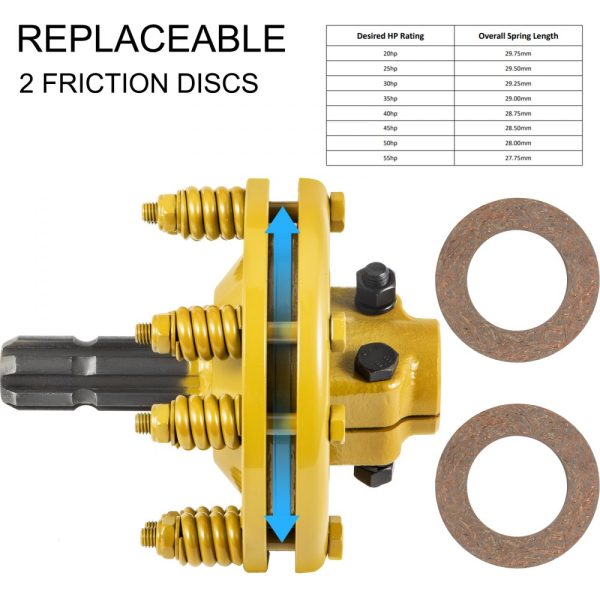 Adjustable PTO Slip Clutch 1 3/8 with 6 Splines Carburized Steel for Tractor Use Rotary Cutter Compatible Yellow - Image 5