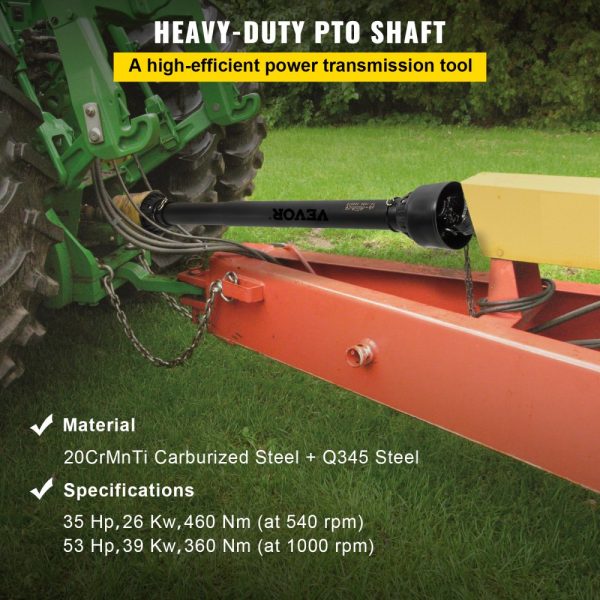 PTO Shaft 1 3/8 Inch 6 Spline Round End for Series 4 Tractor 39-55 Inch Black Bush Hog Mower Cutter - Image 2