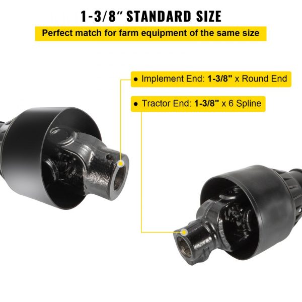 PTO Shaft 1 3/8 Inch 6 Spline Round End for Series 4 Tractor 39-55 Inch Black Bush Hog Mower Cutter - Image 3