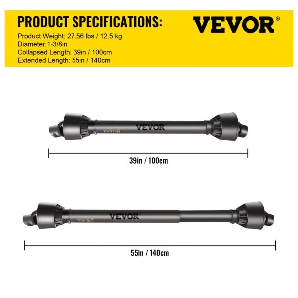 PTO Shaft 1 3/8 Inch 6 Spline Round End for Series 4 Tractor 39-55 Inch Black Bush Hog Mower Cutter - Image 7
