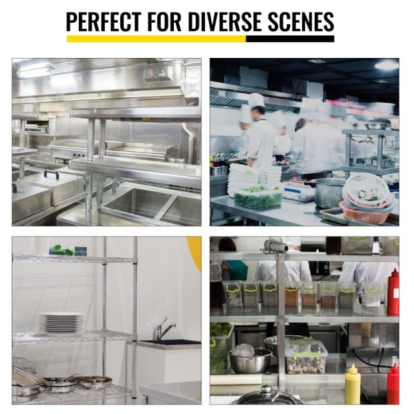 Stainless Steel Double Deck Prep Table Shelf, 60x12 Inches, Adjustable Height for Kitchen & Workshop - Image 7