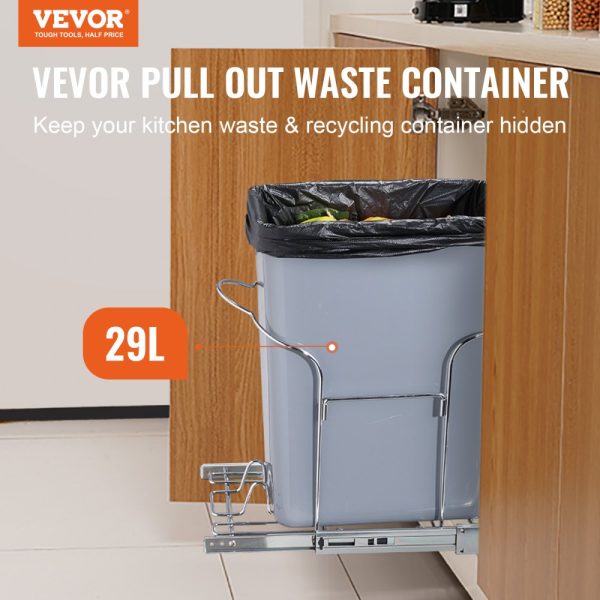 Heavy Duty Pull-Out Trash Can 29L with Slide & Handle for Kitchen Sink Cabinet Under Counter 110 lbs Capacity - Image 2