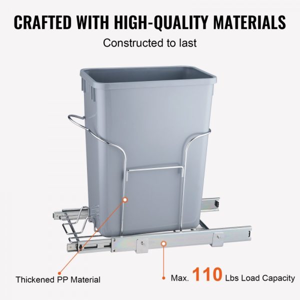 Heavy Duty Pull-Out Trash Can 29L with Slide & Handle for Kitchen Sink Cabinet Under Counter 110 lbs Capacity - Image 3
