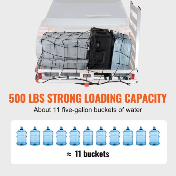 50x29.5x8.7 Inch Aluminum Cargo Rack Trailer Hitch Mount with Folding Ramp 500lbs Capacity SUV Truck Pickup Camping Cargo Carrier - Image 4