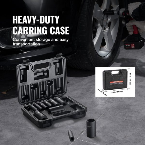 Impact Sockets Set 11pcs 6-Point 3/8in Drive Bit Ratchet Tool Kit Case - Image 6