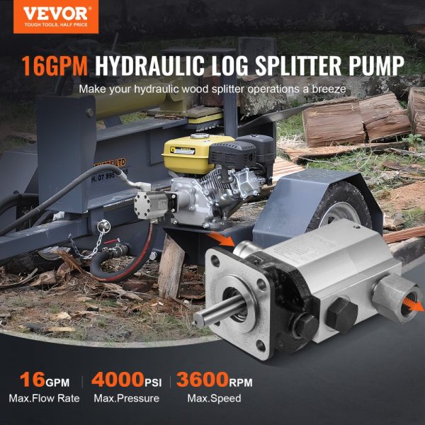 Hydraulic Pump 16 GPM 2-Stage for Wood Log Splitter with Hydraulic Motor & Parts - Image 2