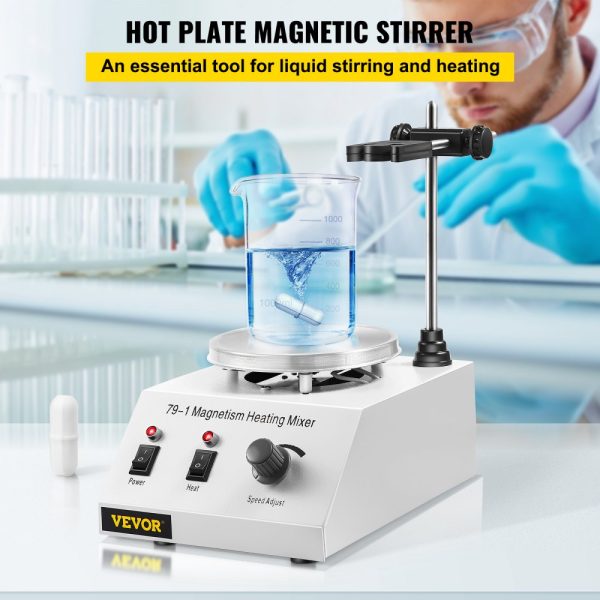 250W Adjustable Speed Magnetic Stirrer with Heating up to 158℉ (70℃) for Lab Use, 1000ML Capacity, Stand Included - Image 2