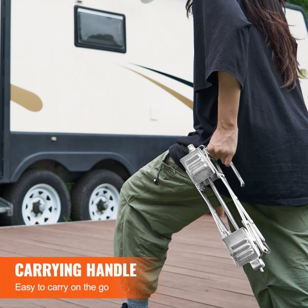 Camper Wheel Chock Stabilizer X-Shape RV Wheel Stabilizer 1.5 to 10 Tire Space Fit 2-Pack with Ratchet Wrench Storage Bag for Campers Travel Trailers Trucks - Image 4