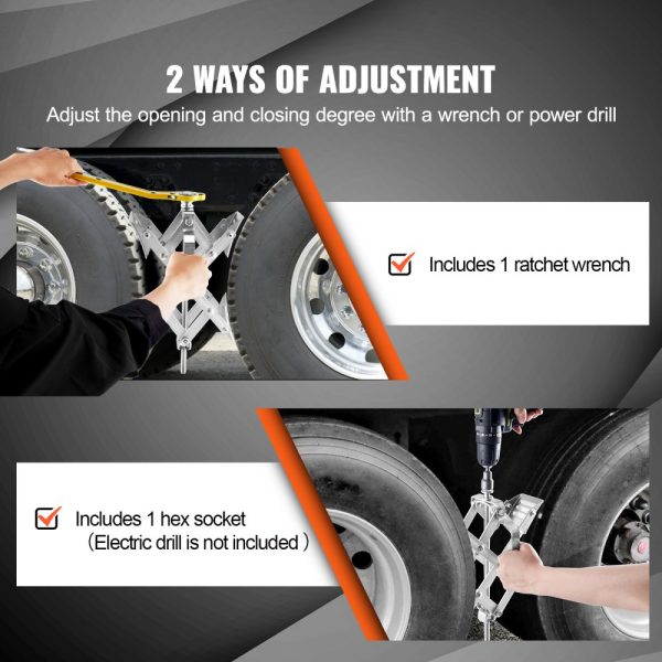 Camper Wheel Chock Stabilizer X-Shape RV Wheel Stabilizer 1.5 to 10 Tire Space Fit 2-Pack with Ratchet Wrench Storage Bag for Campers Travel Trailers Trucks - Image 6