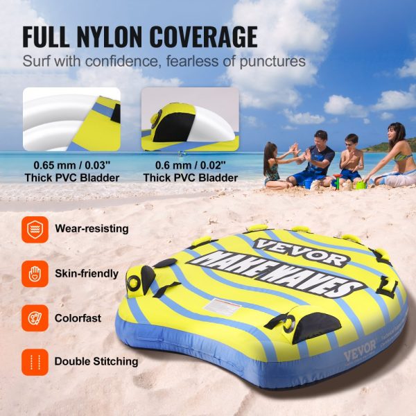 Towable Tube for Boating 1-3 Riders Bumper Fins 510 lbs Capacity Full Nylon Cover EVA Handles Speed Safety Valve - Image 3
