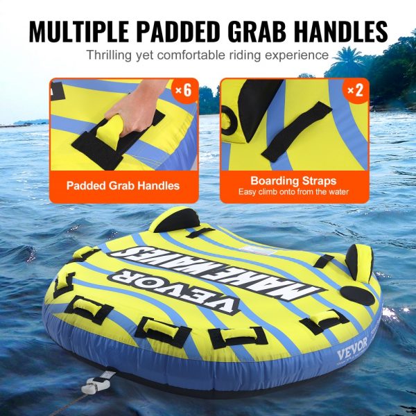 Towable Tube for Boating 1-3 Riders Bumper Fins 510 lbs Capacity Full Nylon Cover EVA Handles Speed Safety Valve - Image 5