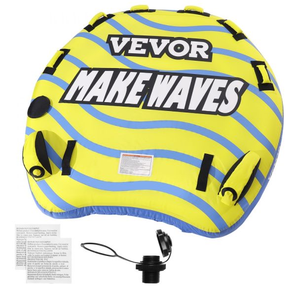 Towable Tube for Boating 1-3 Riders Bumper Fins 510 lbs Capacity Full Nylon Cover EVA Handles Speed Safety Valve