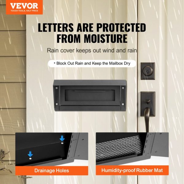 Through the Door Key Drop Mailbox Heavy Duty Steel 1.8 Key Lock 12x6x16 Black - Image 2