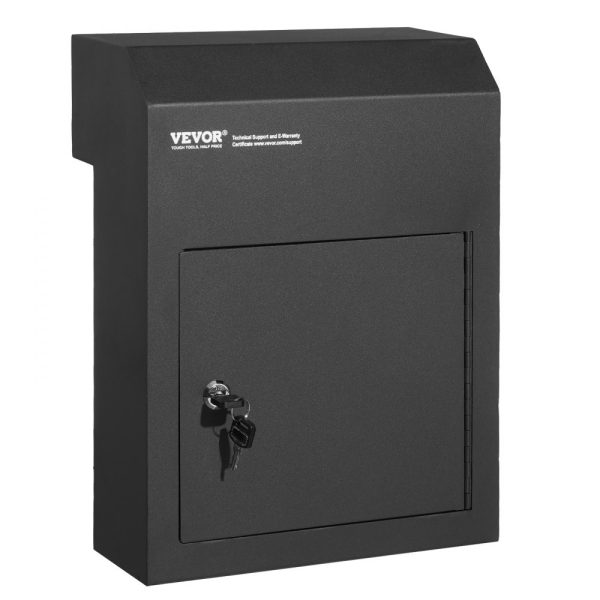Through the Door Key Drop Mailbox Heavy Duty Steel 1.8 Key Lock 12x6x16 Black