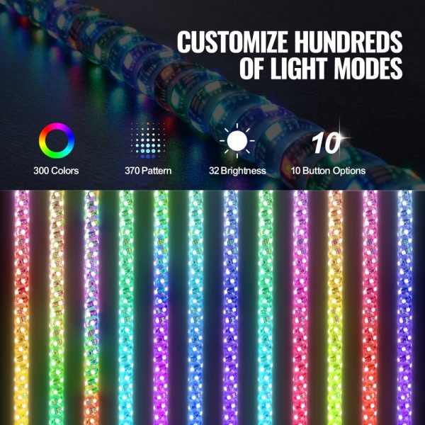 3FT Waterproof RGB Chasing Whip Light with Spring Base & Remote Control for UTVs, ATVs, Motorcycles, Go-Karts - Image 4