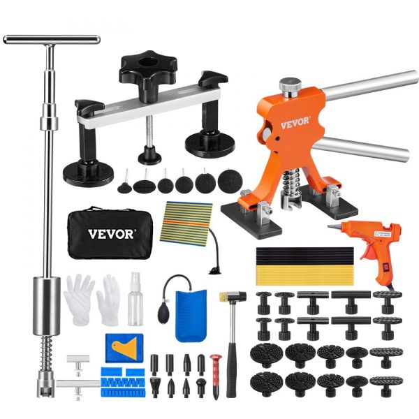 69 Piece Dent Repair Tool Set with Lifting Tools, Bridge Puller, and Slide Hammer for Auto Body and Appliances