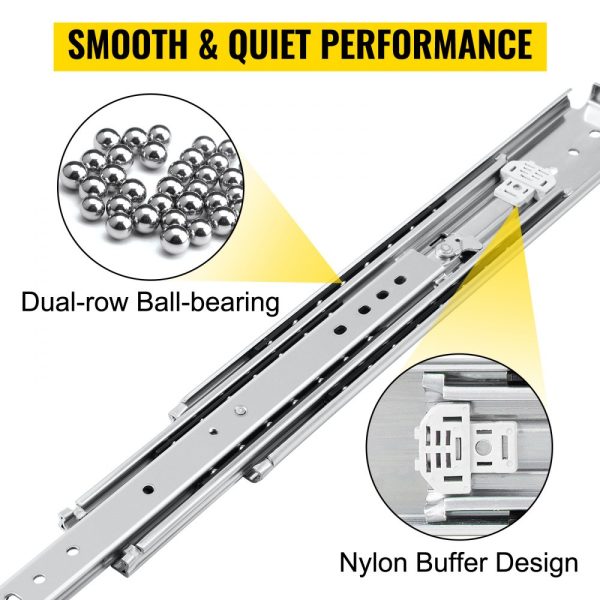 Heavy Duty 40 Drawer Slides 500lbs Load Locking Full Extension Side Mount Ball Bearing Glide Push Open Rails 1 Pair - Image 3