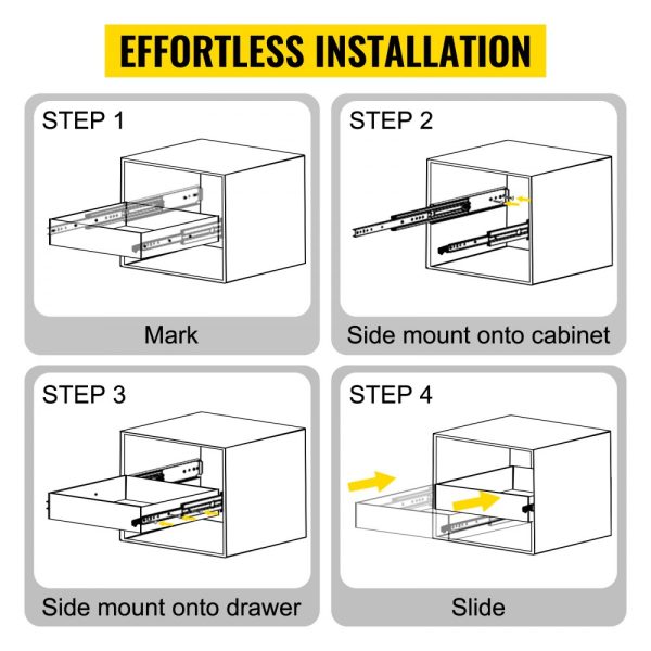 Heavy Duty 40 Drawer Slides 500lbs Load Locking Full Extension Side Mount Ball Bearing Glide Push Open Rails 1 Pair - Image 6