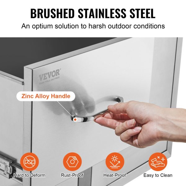 Outdoor Kitchen Double Door Double Drawer Combo 32.5W x 21.7H x 20.5D Paper Towel Rack Stainless Steel Handles for BBQ Island - Image 4