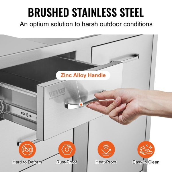 Outdoor Kitchen Door & Drawer Combo - 29.5W x 22.6H x 21.7D inches, Access Door & Triple Drawers with Propane Storage & Adjustable Trash Ring for BBQ Island Patio Grill Station - Image 4