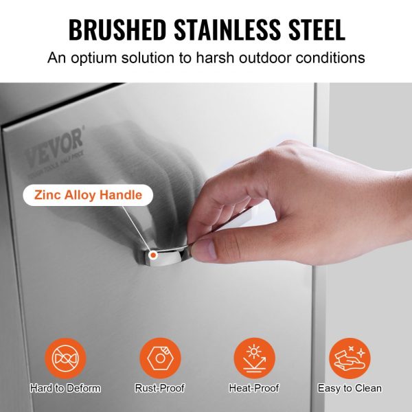 Stainless Steel Outdoor Kitchen Trash Drawer 13.4Wx26Hx19.6D Pull Out Tray with Sliding Rails and Handle for BBQ Island Grill Station - Image 4