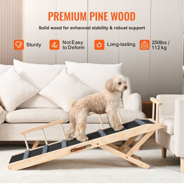 Folding Pet Ramp for Small and Large Dogs and Cats Adjustable Wooden Ramp 47.2-inch Long for Sofa Couch and Car - Image 4
