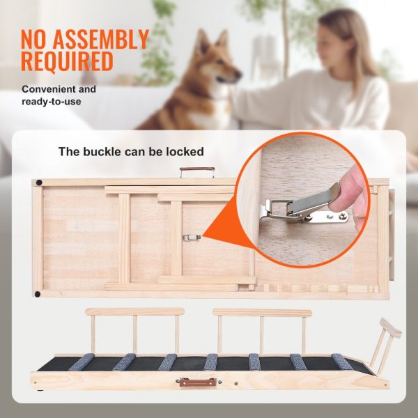 Folding Pet Ramp for Small and Large Dogs and Cats Adjustable Wooden Ramp 47.2-inch Long for Sofa Couch and Car - Image 6