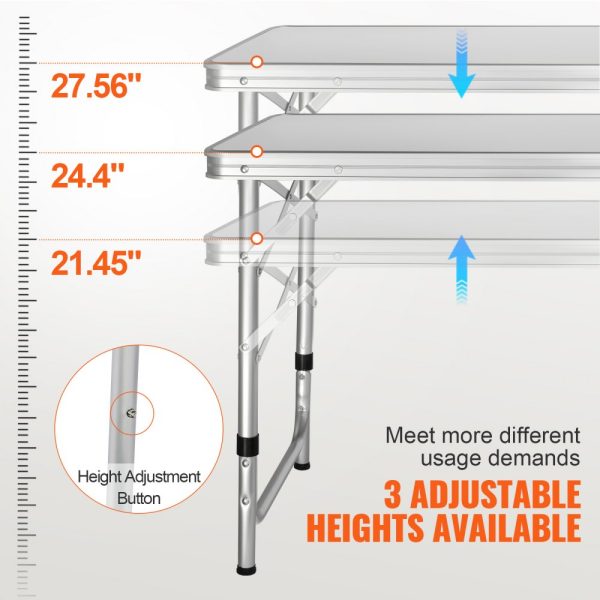 Camping Kitchen Table - Quick Setup Folding Table with 3 Adjustable Heights, MDF Material, Perfect for Outdoor Adventures, Picnics, and RV Travel - Image 5