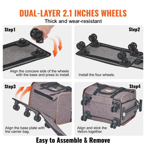 Airline-Approved Wheeled Pet Carrier with Telescoping Handle & Shoulder Strap for Small Pets Under 22 lbs, Including Folding Bowl - Image 4
