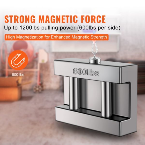 Magnet Fishing Kit 1200lbs Capacity 2.95 Diameter Double-Sided Angler Magnet Heavy Duty 65FT Rope Grappling Hook Waterproof Case Gloves Threadlocker Eye Bolt - Image 4
