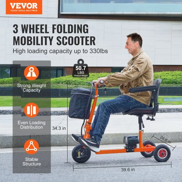 3 Wheel Foldable Electric Scooter for Seniors, 12 Mile Range, 48V Lithium-ion Battery, Up to 330 lbs Capacity - Image 2