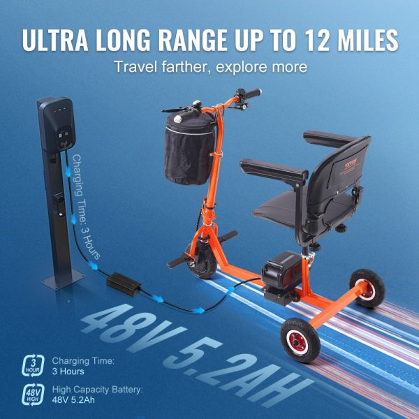 3 Wheel Foldable Electric Scooter for Seniors, 12 Mile Range, 48V Lithium-ion Battery, Up to 330 lbs Capacity - Image 4